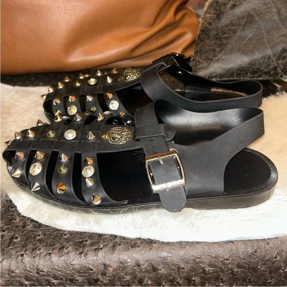 KURT GEIGER LONDON Womens Black Madelyn Round Toe Gladiator - Picture 4 of 7